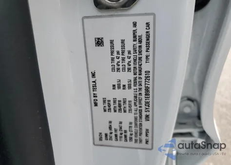 2024 Tesla Model 3 from USA, damaged, VIN 5YJ3E1EB9RF772610